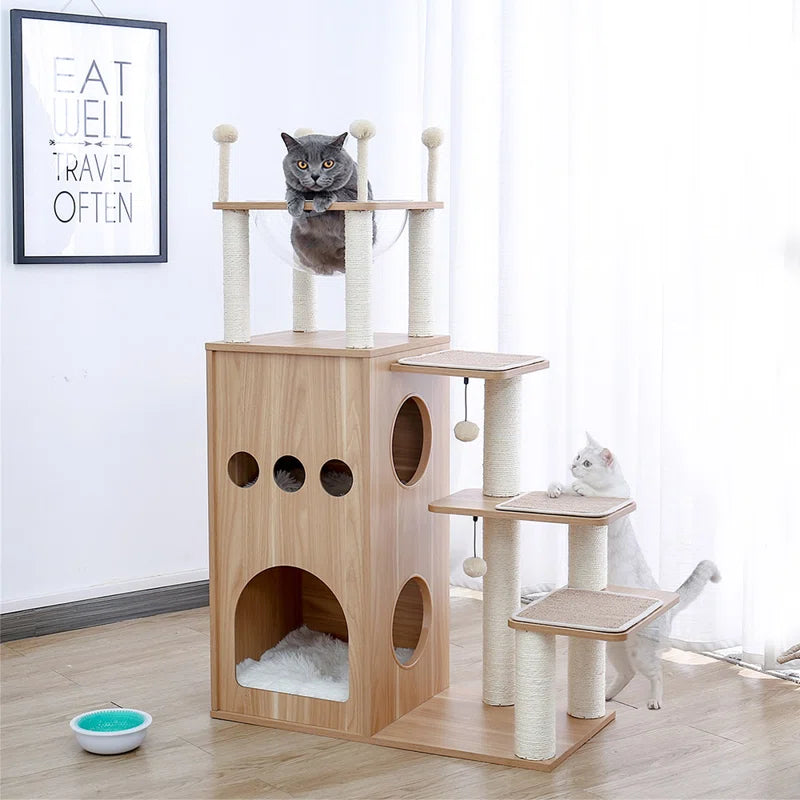 Tavion 51.2" Wood Cat Trees,Cat Trees for Large Cats,Cat Tower for Large Cats