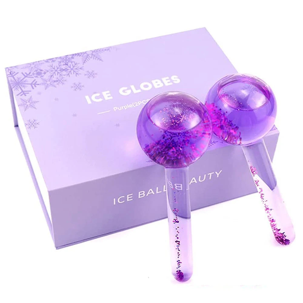 Large Beauty Ice Hockey Energy Beauty Crystal Ball Facial Cooling Ice Globes Water Wave Face and Eye Massage Skin Care 2Pcs/Box