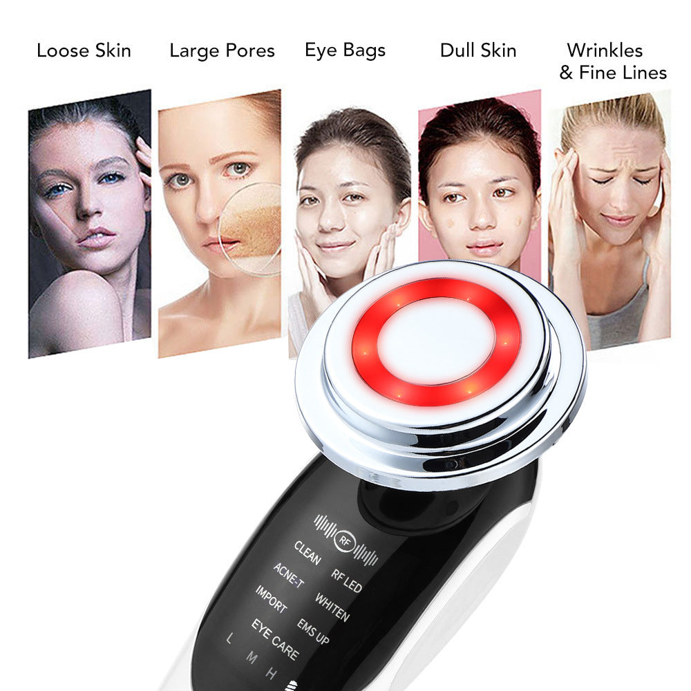 7-In-1 Facial Massager EMS Micro-Current Color Light Vibration LED Beauty Purifying Introducer Skin Care Beauty Device