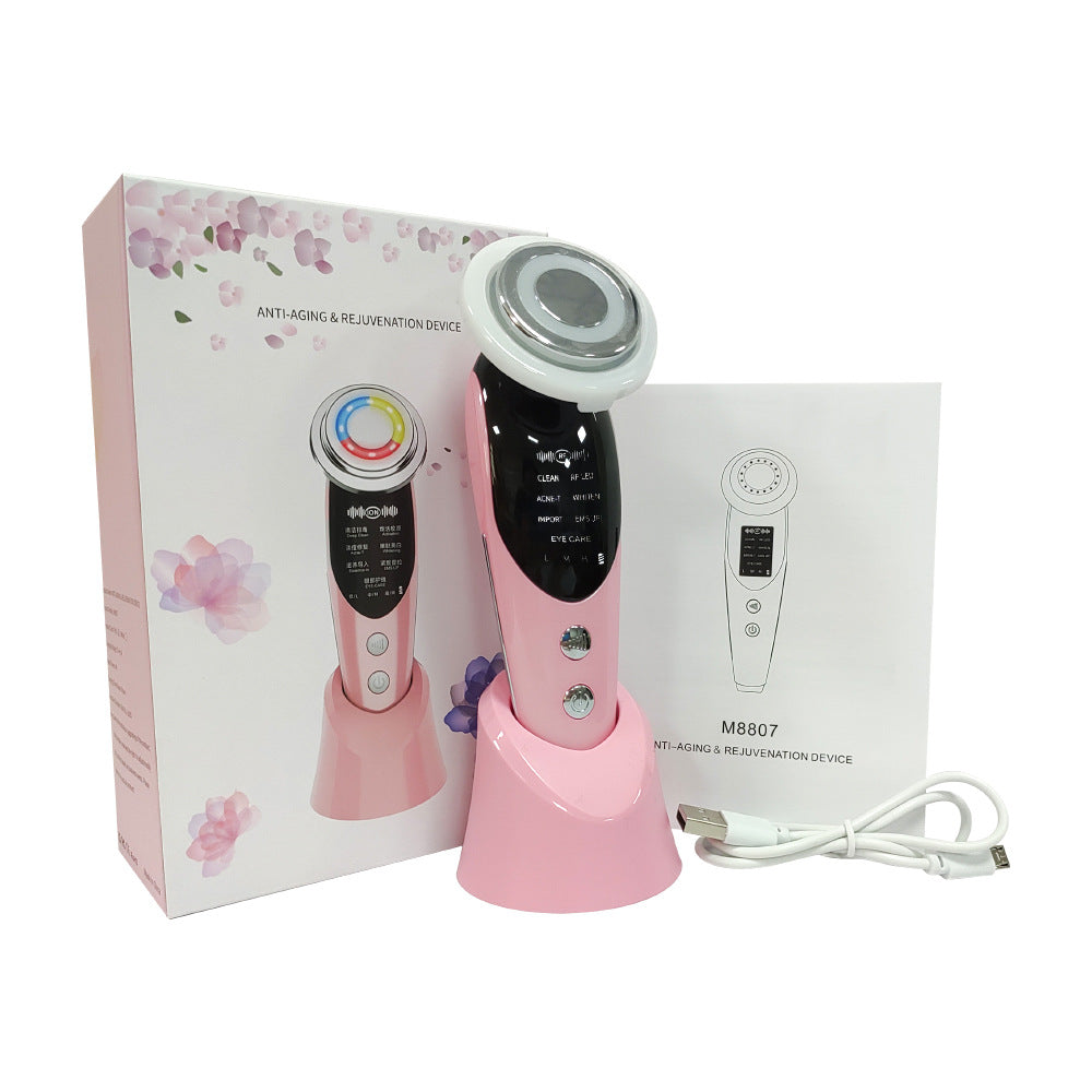 7-In-1 Facial Massager EMS Micro-Current Color Light Vibration LED Beauty Purifying Introducer Skin Care Beauty Device