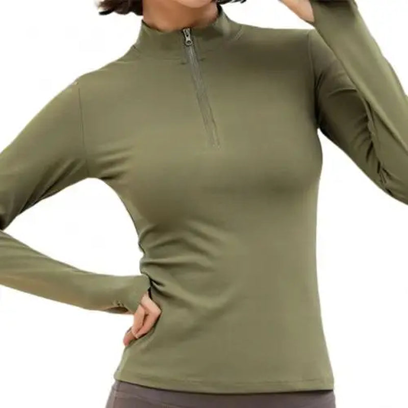 Women Yoga Tops Long Sleeve Gym Top Half Zipper Ladies Sportswear T-Shirt Sports Tee Yoga Shirts Quick Dry Fitness Gym Blouse