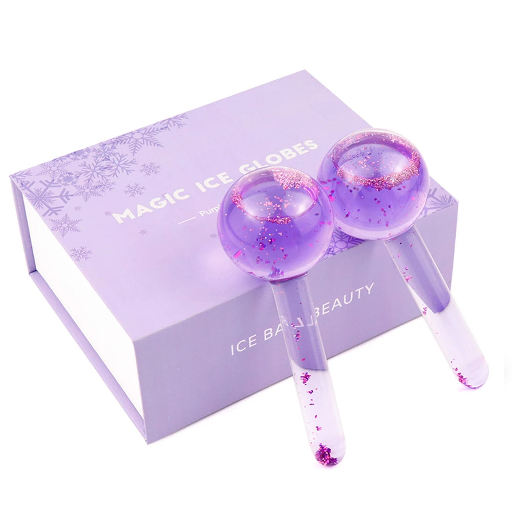 Large Beauty Ice Hockey Energy Beauty Crystal Ball Facial Cooling Ice Globes Water Wave Face and Eye Massage Skin Care 2Pcs/Box